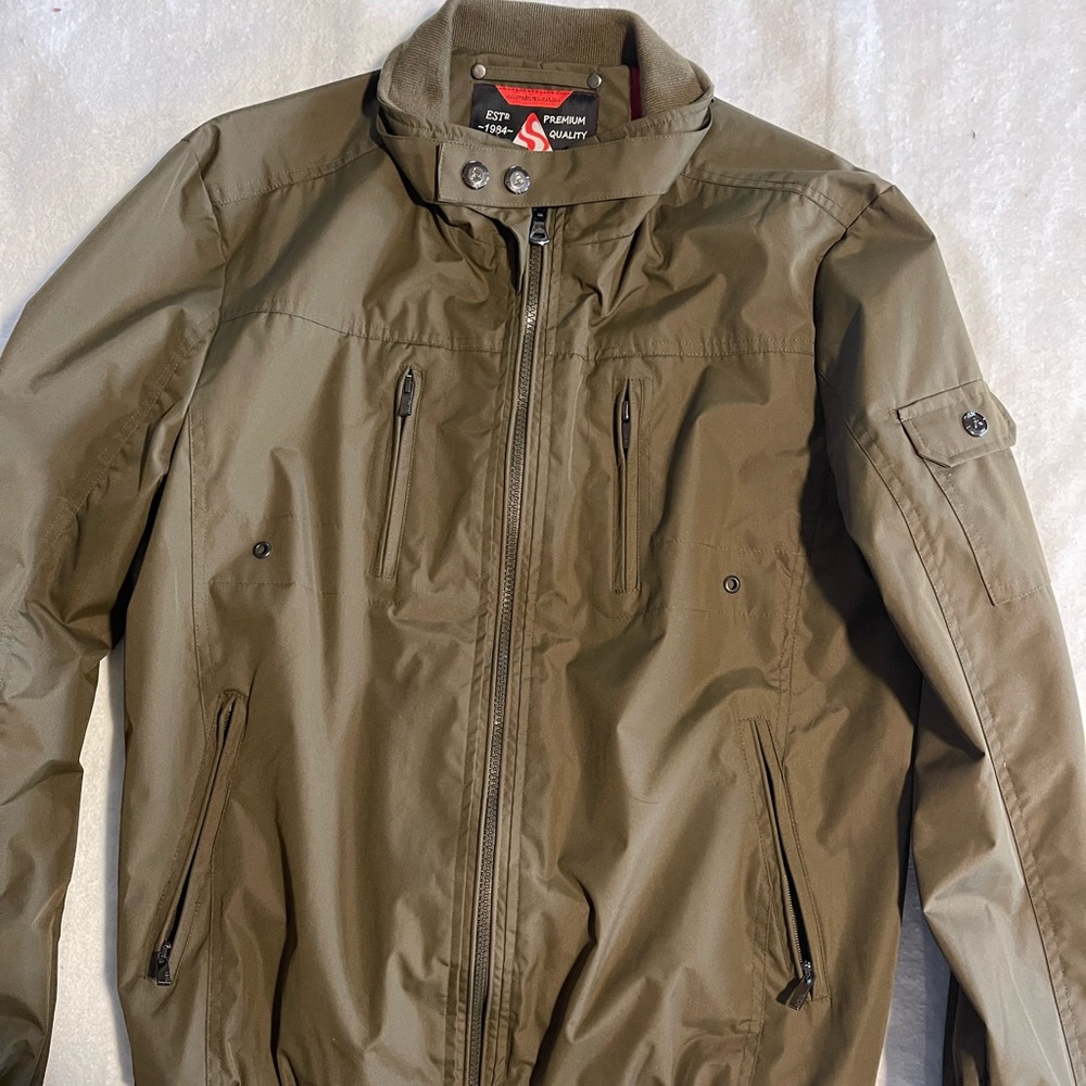 NEW Spire By Galaxy Men's Bomber Aviator Satin Jacket Draft Olive Green Medium